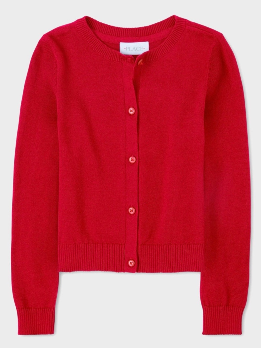 The Children's Place Red Button-Front Crewneck Cardigan